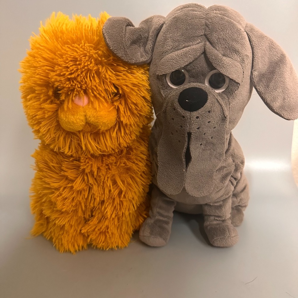 Harry Potter Crookshanks Cat and Crup Dog Plush Set Wizarding World Orange Grey